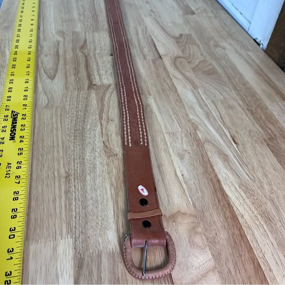 Brown Leather Mens Belt Size:33 Handcrafted  Tooled in Mexico